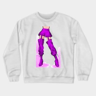 A female figure in trendy purple pants and boots Crewneck Sweatshirt